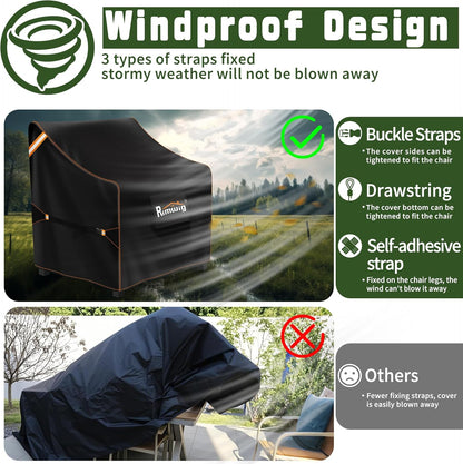 Patio Chair Covers 2 Pack, Waterproof Outdoor Furniture Covers, Heavy Duty Wicker Swivel Chair Covers for Garden Lawn 32" W X 37" D X 36" H3