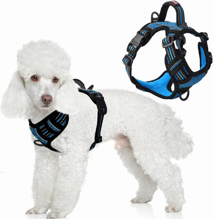 BARKBAY Dog Harness No Pull with ID Tag Pocket - Heavy Duty, Reflective, Easy Control for Large Dogs(Blue,L)50