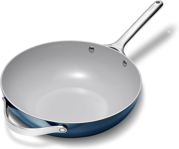 Caraway 12" Non-Stick Ceramic-Coated Stir Fry Pan | Wok-Inspired Pan, Free from Forever Chemicals, High-Sloped Walls, Stainless Steel Handles, Navy1