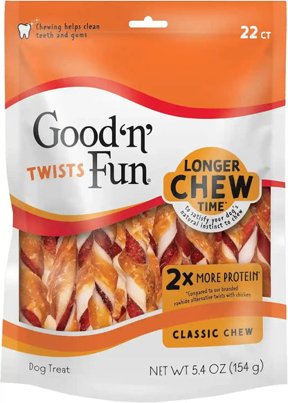 Good 'N' Fun Twists Long-Lasting Dog Treat, with Real Proteins, Beef Hide and Premium Chicken, Supports Dental Health, Mental Stimulation, 70 Count14