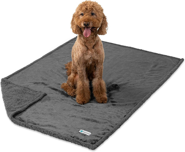 Petami Waterproof Dog Blanket for Couch, Extra Large 80X60, Pee Proof Sherpa Fleece Reversible Pet Throw, Furniture Protector for Bed Sofa Crate Kennel, Soft Washable Cover for Dog Cat, Grey Sherpa8