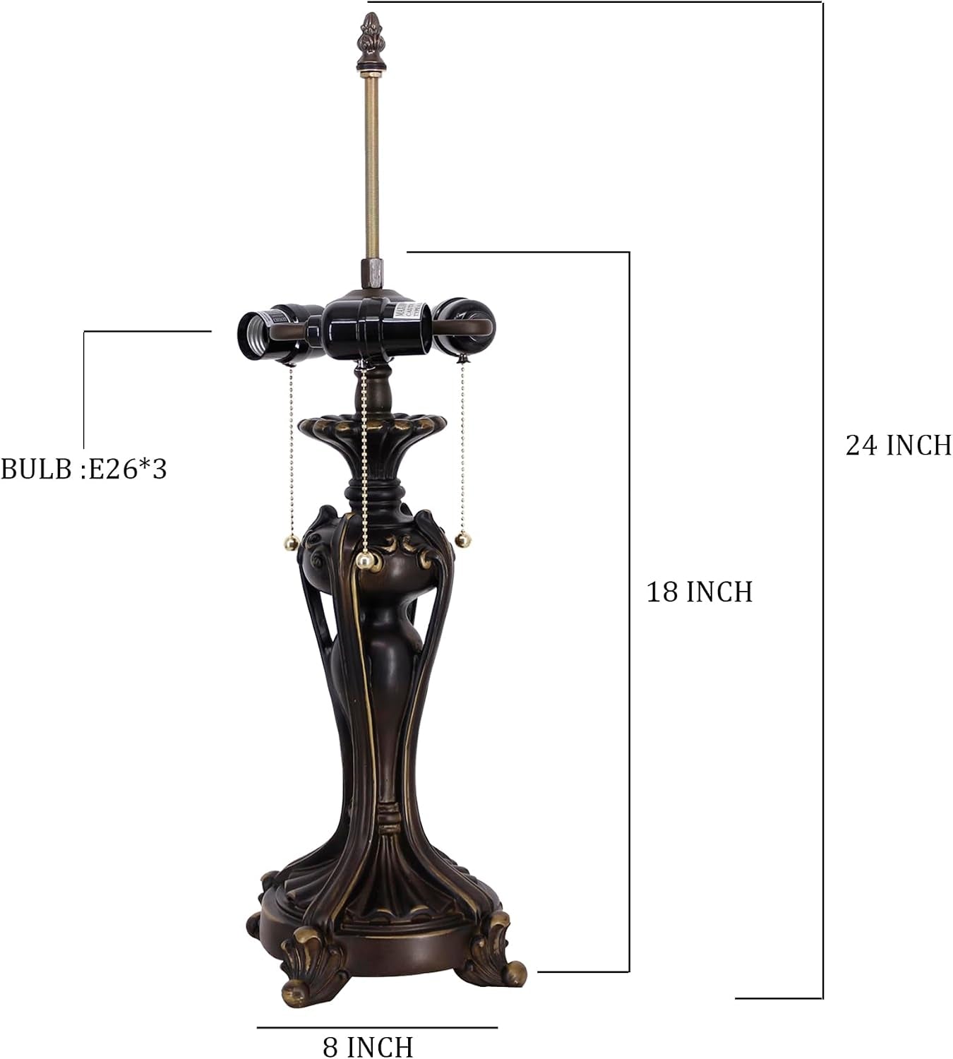 table-lamp-base-replacement-only-l-w-8-h-24-inch-fit-for-12-14-16-18-inch-tiffany-style-stained-glass-lampshade-dark-bronze-finish-resin-pull-chain-switch