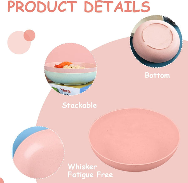 [8-Pieces] Whisker Fatigue Cat Bowl - 5.5 Inch Shallow Cat Food Dish Wide Cats Wet Feeding Bowls, PET Plate for Kittens and Short Legged Cats (Type-A Normal Bowls)5