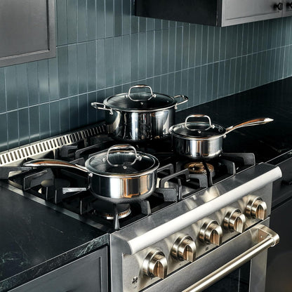 Hexclad Hybrid Nonstick 6 Pc Pot Set & Trivets, 2, 3, and 8-Qt Pots & Lids | Stay-Cool Handles, Dishwasher and Oven Safe, Compatible with All Cooktops, Induction Ready2