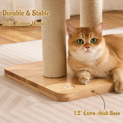 50" Modern Cat Tree for Indoor Cats Small to Medium, Solid Wood Cat Tower with Sisal Scratching Posts, Cat Scratcher Cardboard, Cozy Cat Beds & Hidden Cat Condo, Multi-Level Cat Furniture7