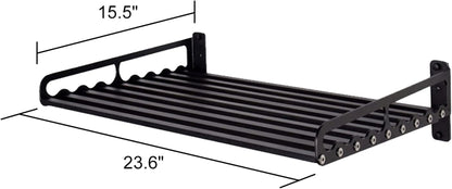 Microwave Oven Rack, 23.58"X15.52" Wall Shelf, Mounted Oven Bracket Holder, 80Ib Load Bearing, Household Commercial Microwave Rack for Dorm, Apartment, Kitchen, Bedroom, Black3