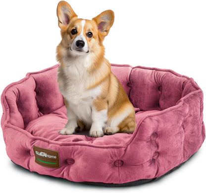 Clevahome Cat Dog Bed for Small Pets up to 15Lbs - round Cat Beds for Indoor Cats, Machine Washable Comfortable Pet Bed for Puppy and Kitten with Non-Slip Bottom (Plum Pink)7