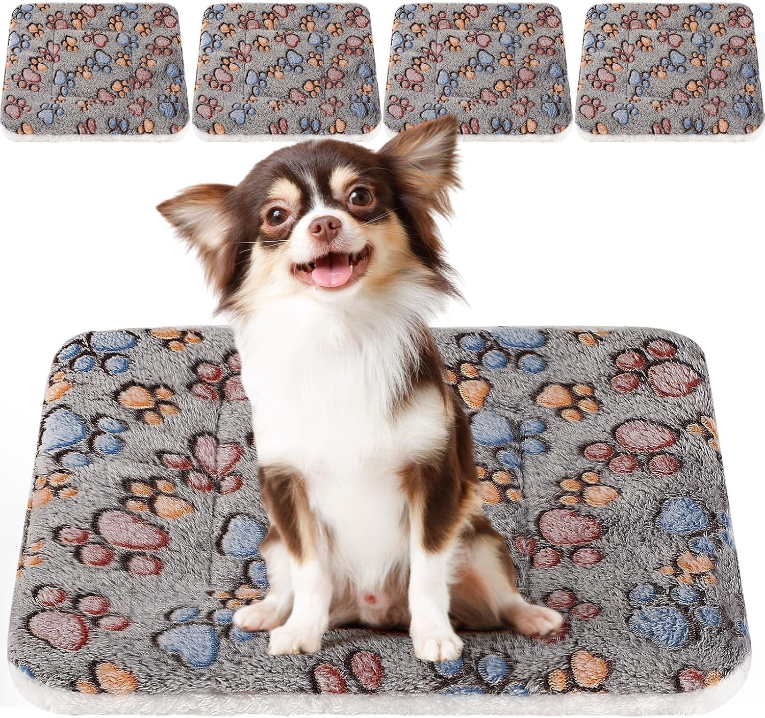tuanse-4-pack-ultra-soft-dog-cat-bed-mat-small-animal-guinea-pig-bed-with-cute-print-reversible-fleece-dog-crate-kennel-pad-cozy-washable-thickened-hamster-pet-beds-mat13-x-19-inches-light-gray