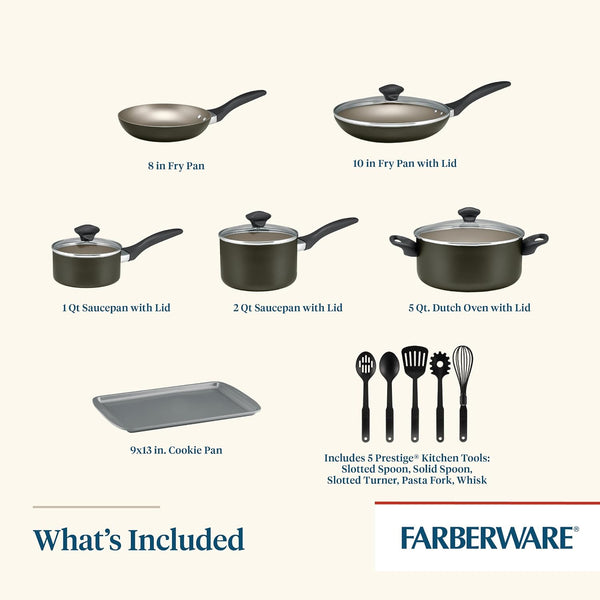 Nonstick Aluminum Pots and Pans Set, 15-Piece | Dishwasher Safe Nonstick Cookware Set with Lids for Everyday Cooking and Easy Cleanup, in Pewter2