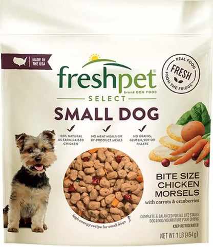 Freshpet Healthy & Natural Food for Small Dogs/Breeds, Fresh Grain Free Chicken Recipe, 1Lb, Yellow (6-27975-01204-5)12