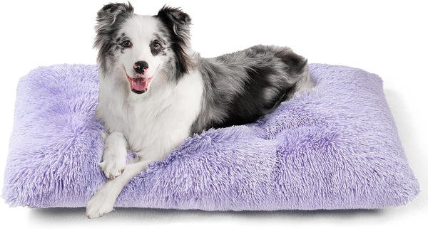 EHEYCIGA Fluffy Dog Crate Bed for Extra Large Dogs, Plush Faux Fur Pad, Calming anti Anxiety XL Bed for Crate, Washable Soft Warm Dog Mat with Non-Slip Bottom, Grey29