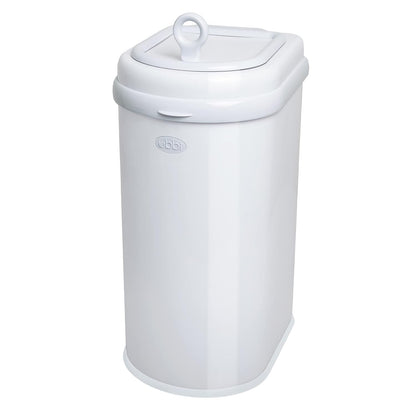 Ubbi Pet Waste Pail, White | Odor-Locking Cat Litter Disposal System, Stainless Steel Pet Waste Can with Safety Lock & Scoop, No Special Bags Required1