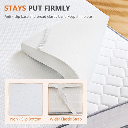 Full Mattress Topper, Memory Foam Pad, 3 Inch | Cooling Gel Infused, Removable Soft Cover, Ventilated, Sleeper Sofa, RV Camper, White6
