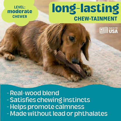Pupstages Dogwood Dog Chew Toy, Made in the USA – Real-Wood Blend, Natural Flavor & Texture, Moderate Chewers, Small, 5.4"4
