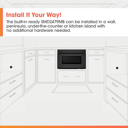 SMD2479MB Smart Microwave Drawer Oven with Easy Wave Open, 24-Inch, 1.2 Cubic Feet, 950 Watt, Concealed Glass Touch Control Panel, Compatible with Alexa Certified, Black6