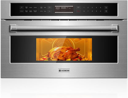 30 Inch Built-In Microwave Oven Air Fryer Combo Convection Oven | 1.6 Cu. Ft. under Cabinet Microwave, Stainless Steel Finish, Touch Control LCD Display, Sensor Cook 10 Modes Cooking1