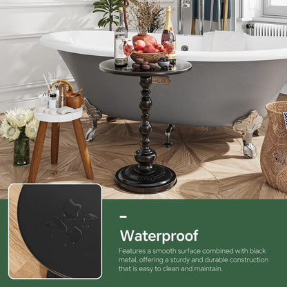 Small Side Table, round Drink Table End Table, Sofa Table TV Tray Table, Pedestal Coffee Table for Living Room, Black6