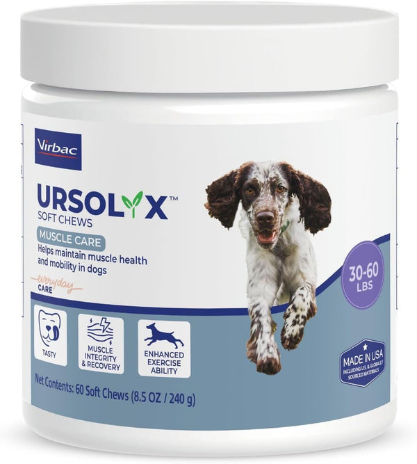 URSOLYX Soft Chews for Dogs, Medium Breed, Muscle Support, 60 Count | Ursolic Acid Supplement to Rebuild Muscle Strength & Mobility in Senior, Active or Recovering Dogs, 2 Month Supply1