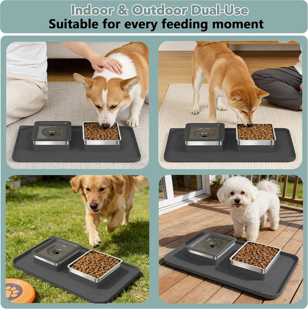 No Spill 1.5L Large Stainless Steel Dog Water and Food Bowl Set | 2-In-1 304 Material Bowl Set, No-Spill Water/Food, Floating Disk Slows Drinking, Anti-Slip Mat, Easy to Clean, Home/Travel7