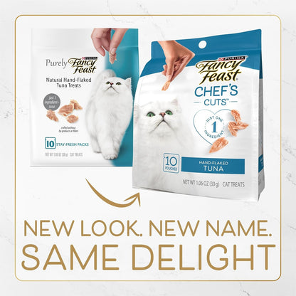 Fancy Feast Purina Chef’S Cuts Real Hand-Flaked Tuna Natural Soft Cat Treats, Pack of 5, 10 Count Pouches2