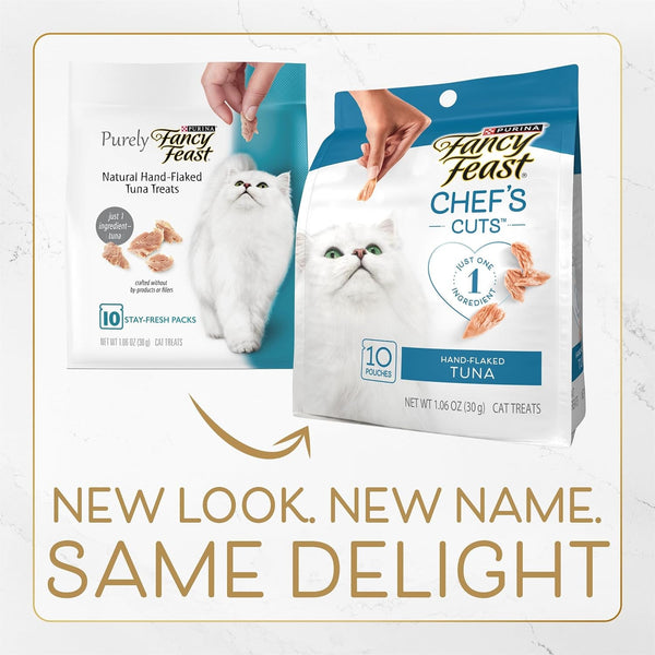 Fancy Feast Purina Chef’S Cuts Real Hand-Flaked Tuna Natural Soft Cat Treats, Pack of 5, 10 Count Pouches2