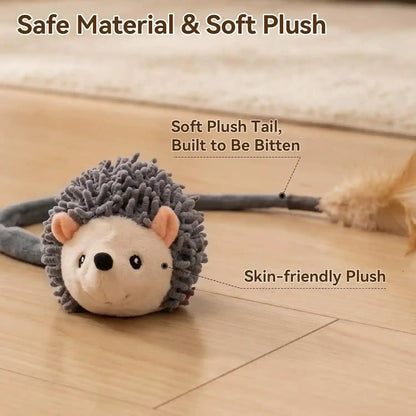 Migipaws Interactive Hedgehog Cat Toy 360° Rolling & Spin with Soft Plush Tail for Indoor Cats Smart Motion Sensor, Realistic Squeak, Rechargeable Plush Kitten Toy (Grey)6