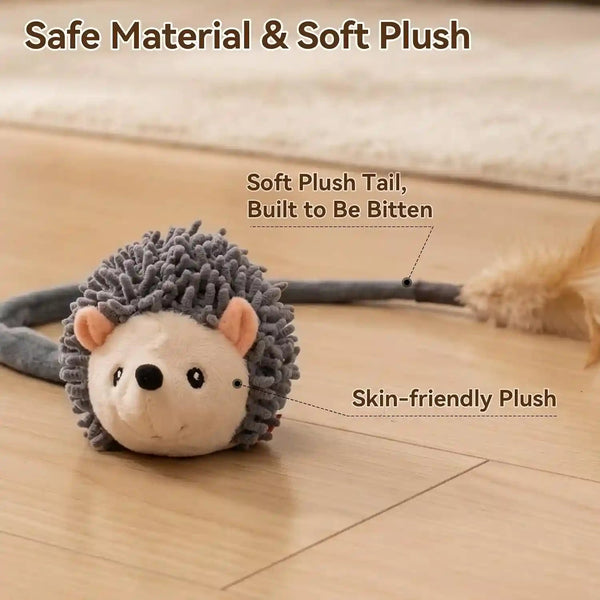 Migipaws Interactive Hedgehog Cat Toy 360° Rolling & Spin with Soft Plush Tail for Indoor Cats Smart Motion Sensor, Realistic Squeak, Rechargeable Plush Kitten Toy (Grey)6