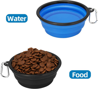 Kytely Large Collapsible Dog Bowls 2 Pack, 34Oz Foldable Dog Travel Bowl, Portable Pet Water Food Bowl with Clasp, Pet Cat Feeding Cup Dish for Traveling, Walking, Hiking (Black+Blue)8