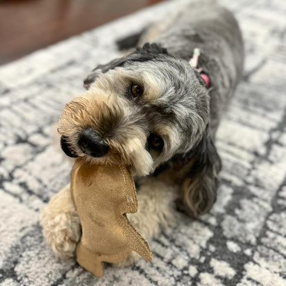 SPOT Dura-Fused Leather Rabbit Dog Toy – Durable Real Leather & Jute Chew Toy with Squeaker, Double-Stitched for Moderate Chewers, Small & Medium Dogs, 7.5In7
