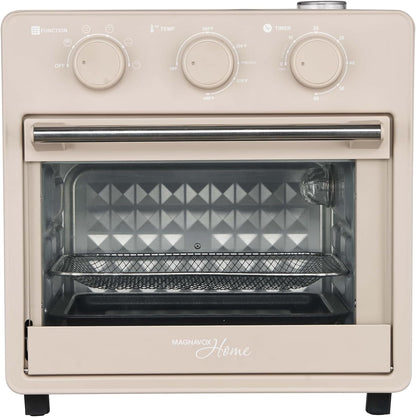 Home, 16.5 Qt Air Fryer Oven, with Steam Infusion, Cream, Convection Countertop Oven, 6 Cooking Functions, 200–450°F Temperature Control, Interior Light, Fry Basket & Baking Tray Included13