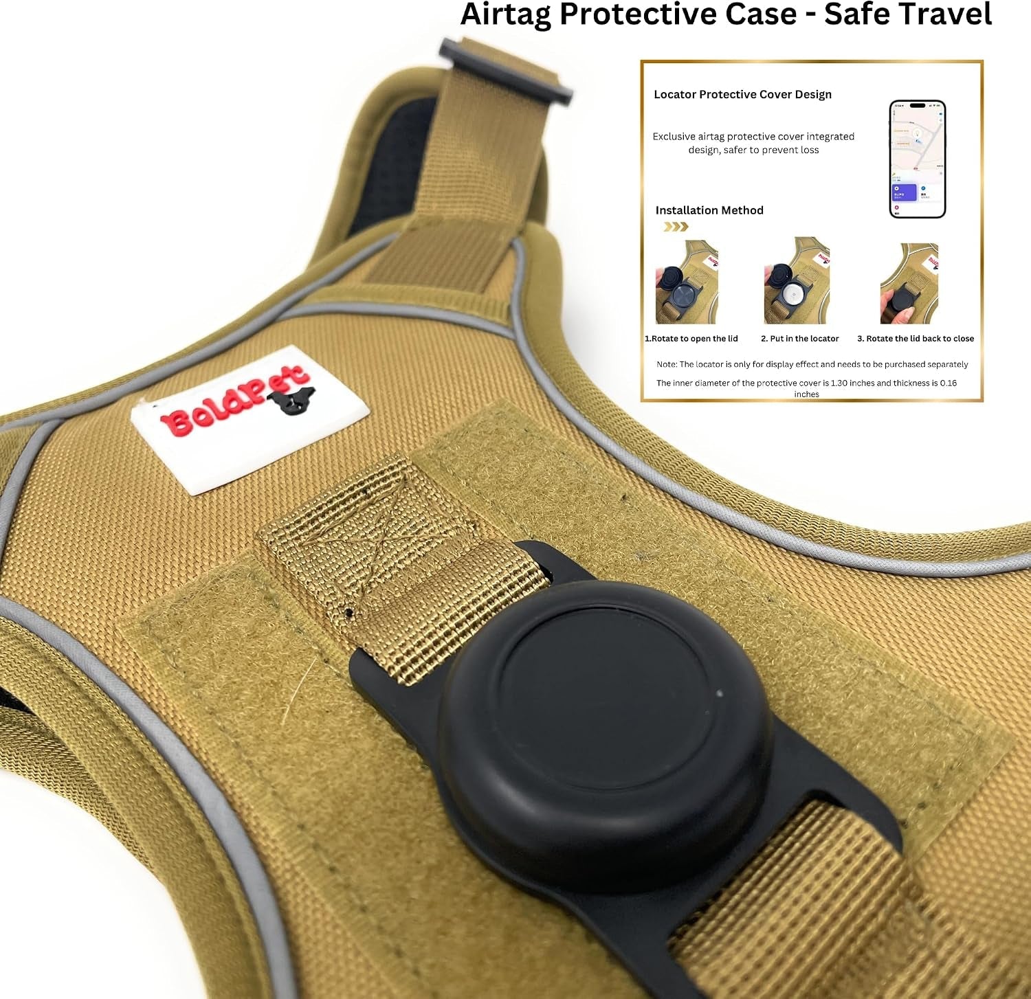 boldpet®-dog-harness-with-airtag-holder-and-leash-set-no-pull-dog-harness-reflective-design-escape-proof-with-safety-buckles-breathable-oxford-for-small-medium-and-large-dogs-air-tag-not-included