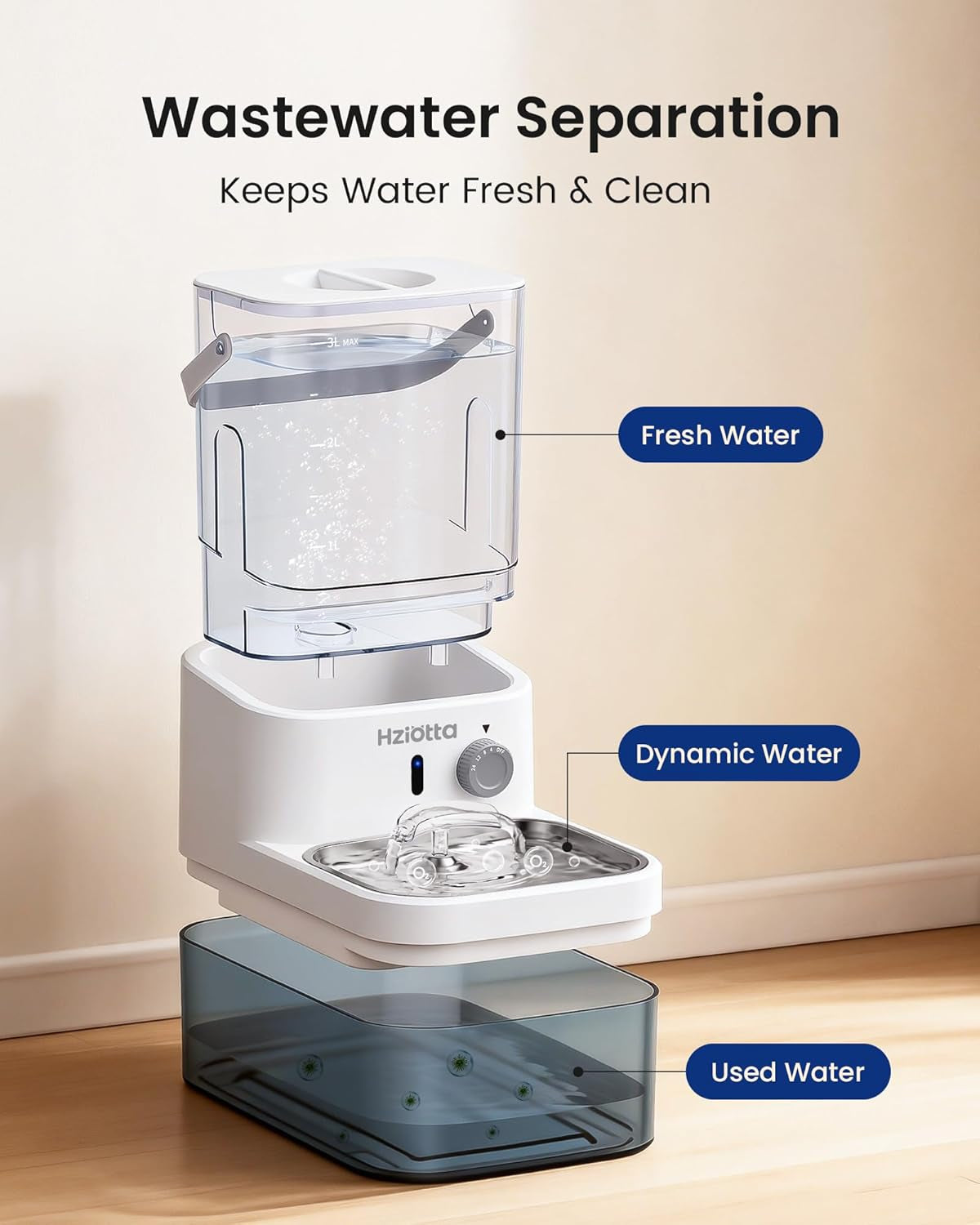 wastewater-separation-cat-water-fountain-no-filter-pump-wireless-stainless-steel-indoor-outdoor-pet-use-save-56-year-radar-sense-3l-2-7l-dual-tanks-4000mah-battery-30db-time-setting
