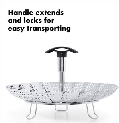 OXO Good Grips Steamer Basket - Stainless Steel, 8 Inch Diameter | Collapsible, Vegetable Steamer Insert, Adjustable Handle, Fits Multiple Pot Sizes, Dishwasher Safe4