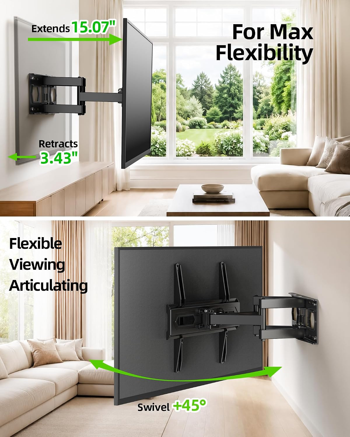 tv-wall-mount-for-32-74-inch-flat-screen-led-4k-up-to-110lbs-full-motion-tv-mount-bracket-with-swivel-tilt-articulating-dual-arms-max-vesa-400x400mm-fits-12-16-wood-studs