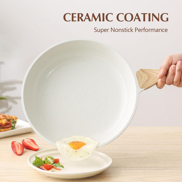 9.5Inch Nonstick Ceramic Frying Pan with Lid, PFAS/PTFE/PFOA Free | Ceramic Omelette Pan Skillet, Healthy Non-Toxic Chef'S Pan, Induction Compatible Pan, Heat Resistant Handle4