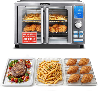 Air Fryer French Door Toaster Oven - 6-Slice Capacity, LED Display with 14 Cooking Presets, Stainless Steel1