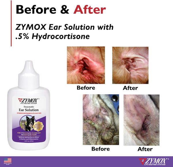 ZYMOX Enzymatic Ear Solution with 0.5-Percent Hydrocortisone | for Dog & Cat, 1.25 Oz4