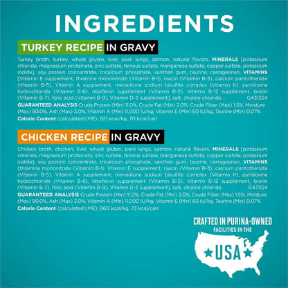 Purina ONE Natural, High Protein Cat Food Variety Pack, Turkey, Chicken and Tuna Recipes - (2 Packs of 12) 3 Oz. Cans6
