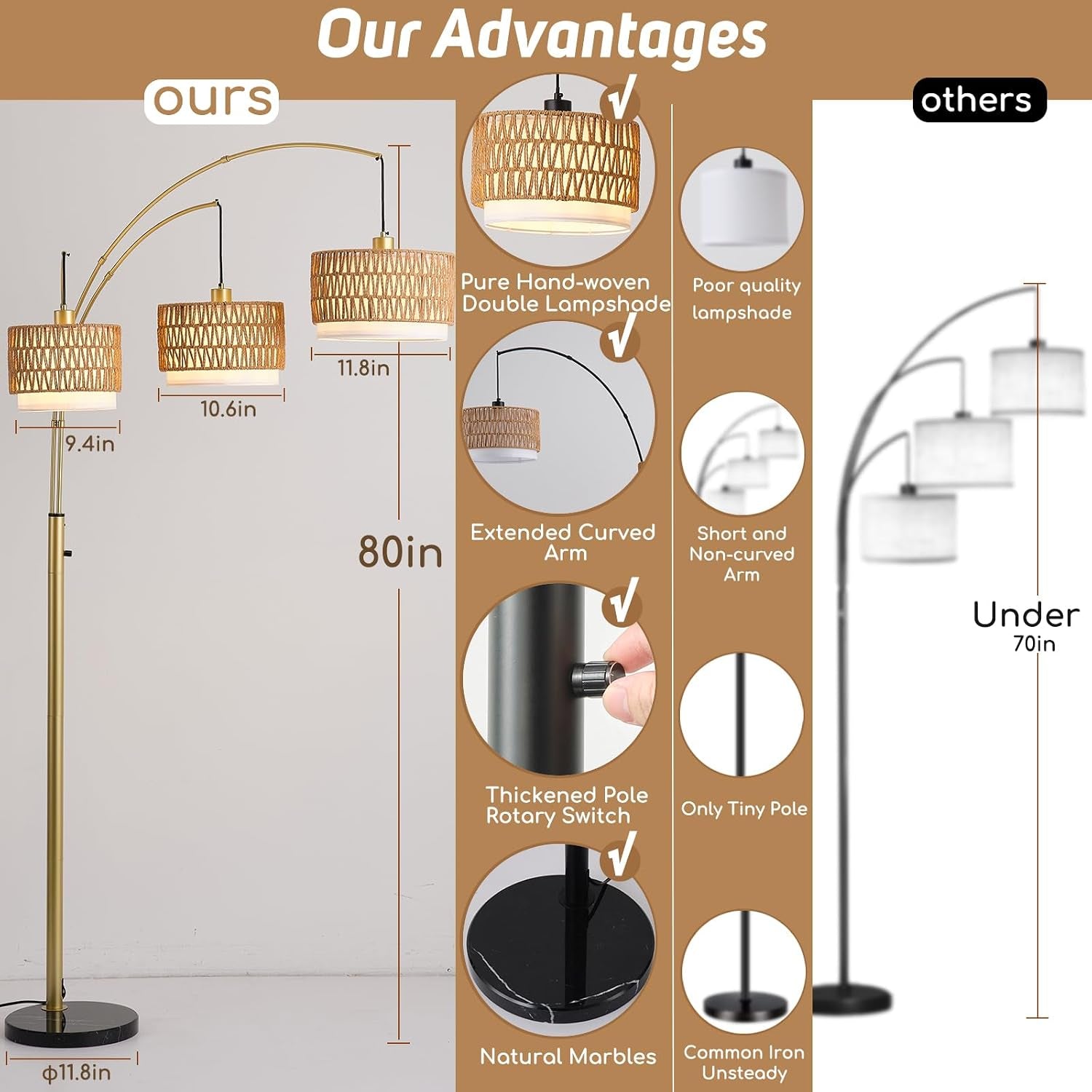 80-gold-rattan-arc-floor-lamp-for-living-room-3-light-boho-tree-lamp-heavy-natural-marble-base-1-2-3-light-rotary-switch-double-layer-wicker-fabric-shades-for-reading-corners-8-ft-ceilings