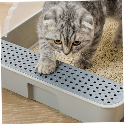 Semi-Enclosed Cat Litter Pan Toilet, Detachable Anti-Splash Durable Polymer Kitten Litter Box, Small Grey Potty for Indoor Cat Housebreaking4