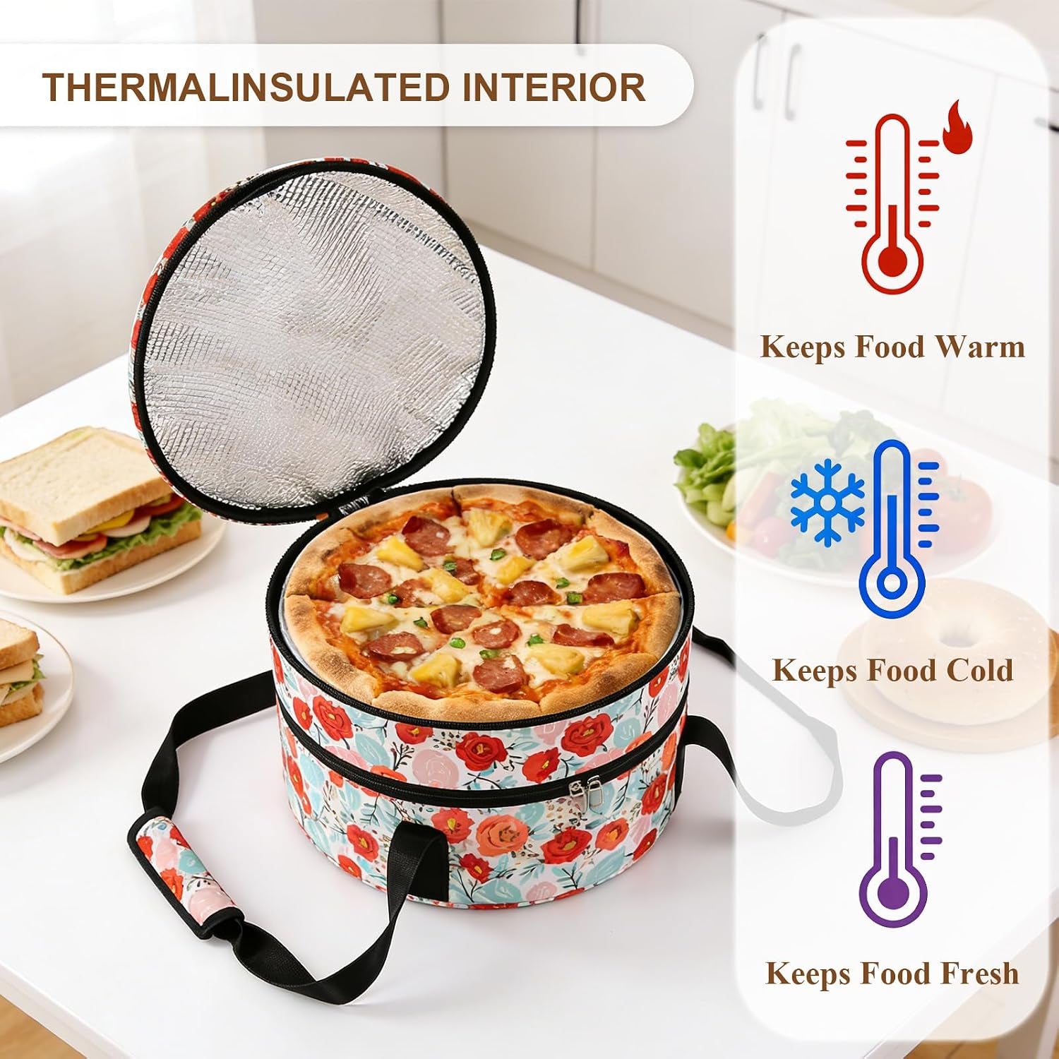 round-insulated-double-casserole-carrier-for-hot-or-cold-food-with-handle-pie-carrier-bag-insulated-lunch-bag-for-travel-picnic-cookouts-fits-pioneer-woman-kitchen-stuff-and-12-5-pie-pan