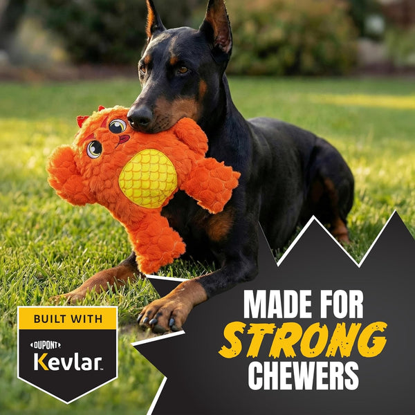 Bite Force Dog Toy - Large Durable & Strong Plush Orange Monster Dog Toy, Kevlar-Reinforced for Aggressive Chewers2