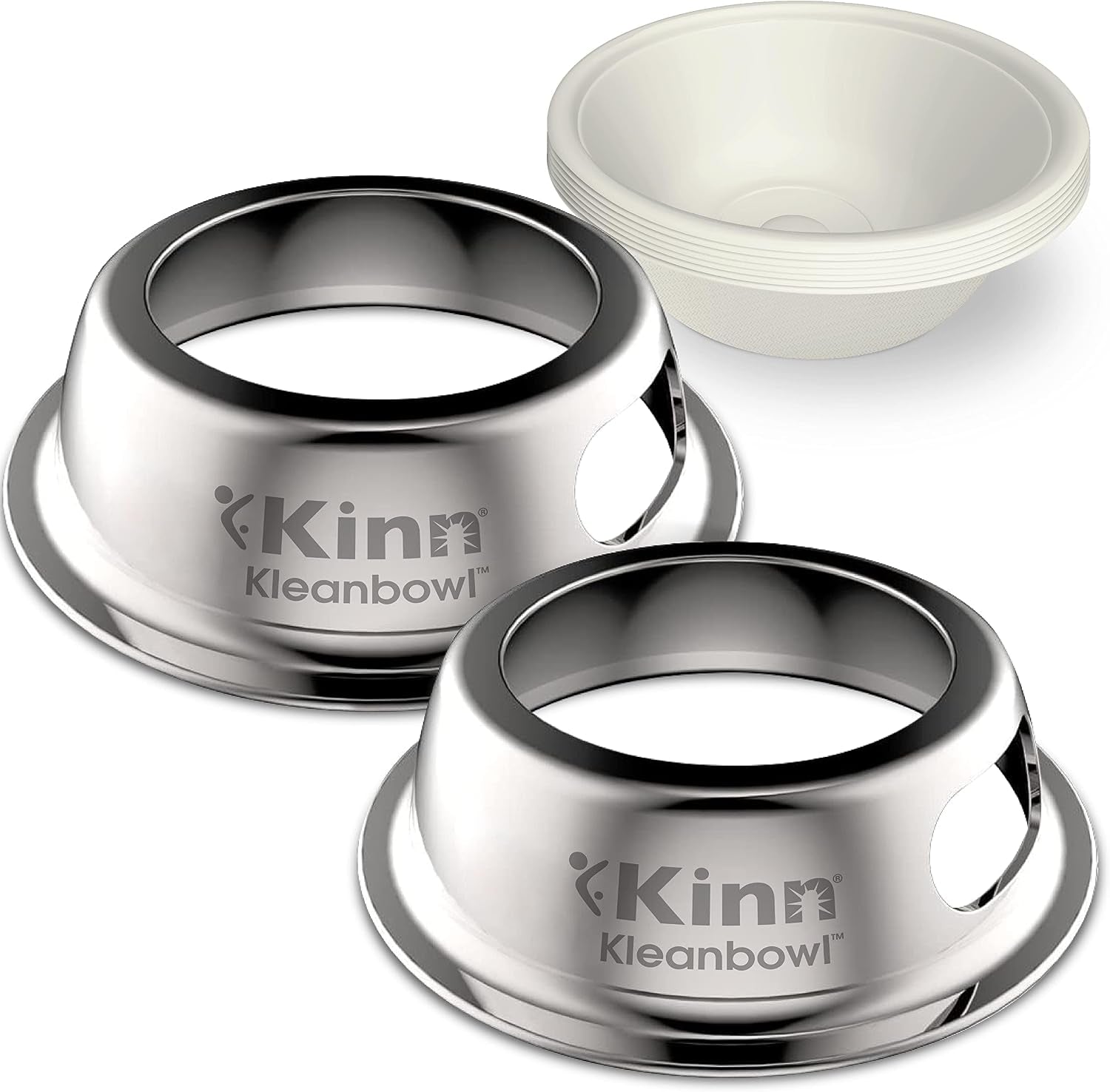 kinn-kleanbowl-pet-bowl-stainless-steel-frame-8-oz-pack-of-1-compostable-refills-spill-proof-stable-disposable-easy-cleaning-no-plastic