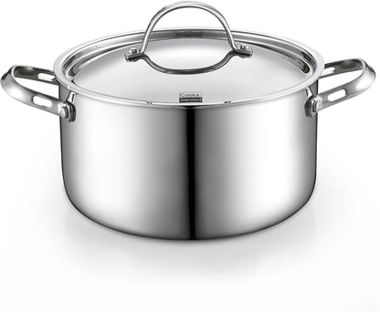 Multi-Ply Clad 6 Quart Stainless Steel Stock Pot with Lid | Tri-Ply Dutch Oven for Boiling, Stews, Sauces, Induction Ready, Dishwasher & Oven Safe1
