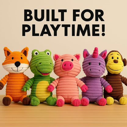 Jalousie Plush Toys Assortment Value Bundle Puppy Pet Mutt Squeak Toy for Medium Large Dogs (5 Pack Corduroy)7