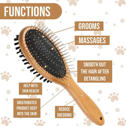 Kylepet Dog Brush, Double Sided Pet Slicker Brush with Bamboo Handle for Dogs and Cats Long Hair Pets Grooming Comb for Removing Shedding, Tangles and Dead Undercoat4