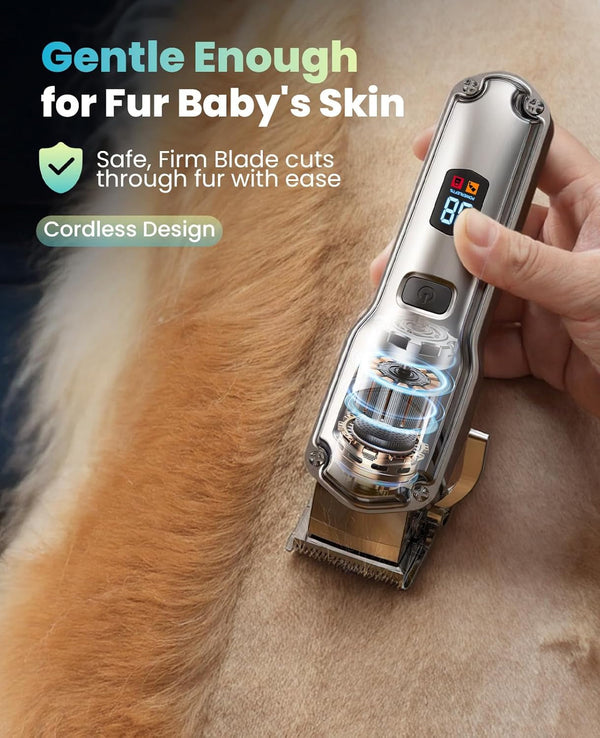 Oneisall Dog Clippers for Grooming Thick Heavy Coats | Low Noise,Rechargeable Cordless,Detachable Stainless Steel Blade,Ipx7 Waterproof,10 Guide Combs,For Thick/Double/Curly Hair4