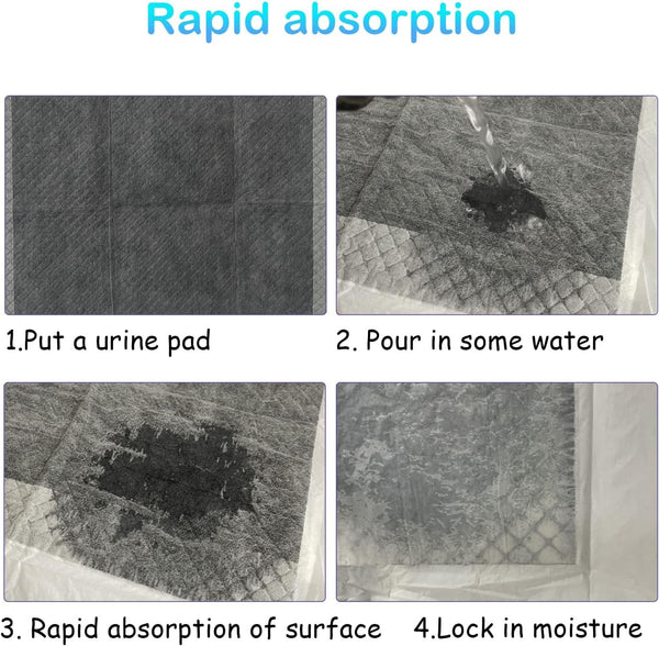 100 Pcs Disposable Rabbit Pee Pads,Pet Pees Pad Cage Black Carbon Liner,Super Absorbent Leak Proof Cushion Reduce Odor Bunny Training Accessories for Kitten Puppy Hamsters Hedgehog3