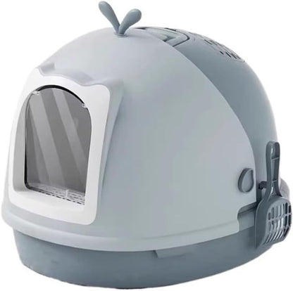 Pet Supplies, Covered Cat Litter Box with Scoop,Top Entry Anti-Splash Design For(Gray)1