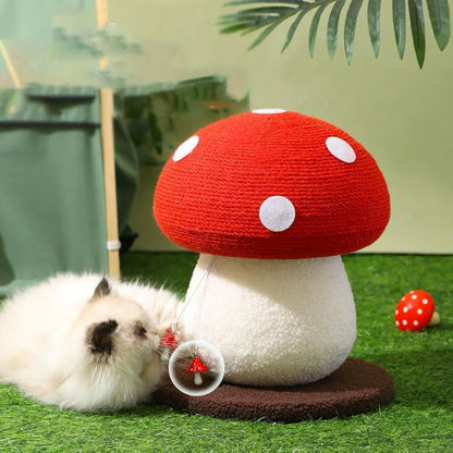 Mushroom Cat Scratcher, Sisal Cat Scratching Post | Cute Red Mushroom Design | 13.39" H X 11.02" W | Natural Sisal Rope & Soft Plush | Interactive Hanging Toy for Indoor Cats3